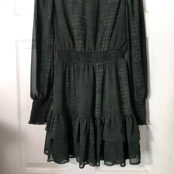 Dark Green and Black Snake Print Retro Style Dress - Picture 3 of 7